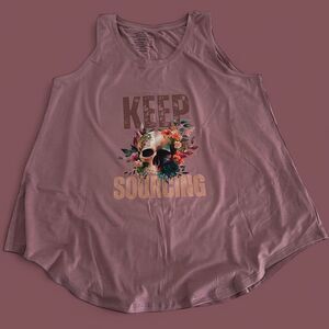 Skulls & Flowers Reseller Thrifter Drapey Tank Top Women Size Large Desert Rose